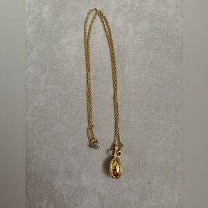 Joan Rivers Gold Tone Egg Pendent Necklace Braided Chain